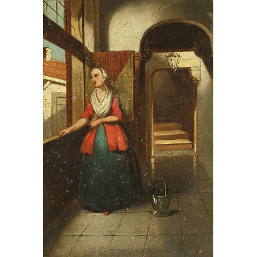 JOHAN ANTHONIE BALTHAZAR STROEBEL : Nachdenkliche Magd am Fenster (DOBIASCHOFSKY AUKTIONEN AG)