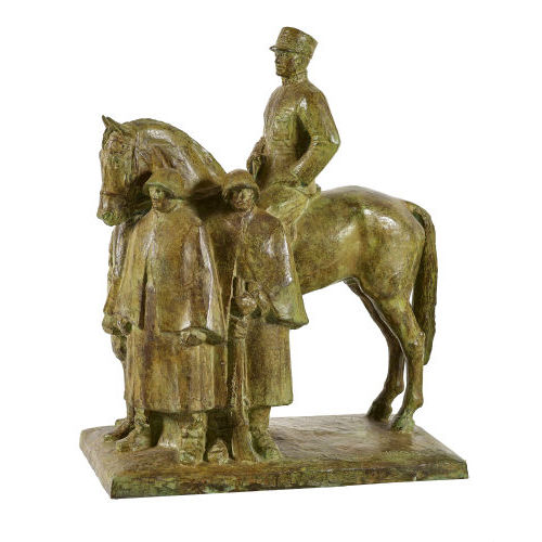ARNOLD HUGGLER : General Guisan zu Pferd mit vier Soldaten (DOBIASCHOFSKY AUKTIONEN AG)