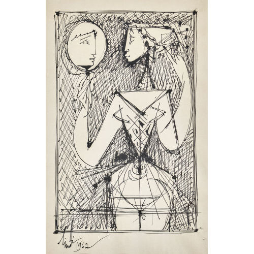 ALBERT) LINDI (EIGTL. LINDEGGER : Frau mit Handspiegel (DOBIASCHOFSKY AUKTIONEN AG)