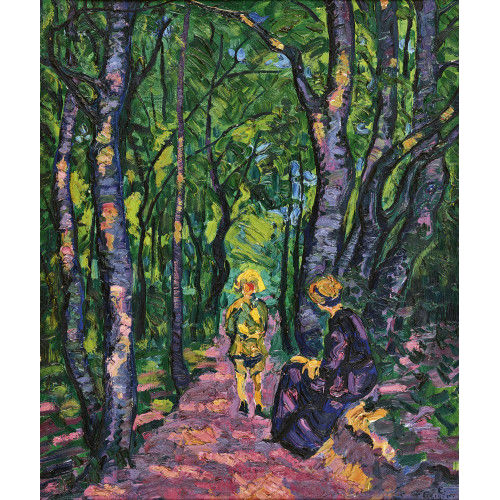 ERNST SAMUEL GEIGER : Sommerlicher Waldweg mit Frau und Sohn des K�nstlers (DOBIASCHOFSKY AUKTIONEN AG)