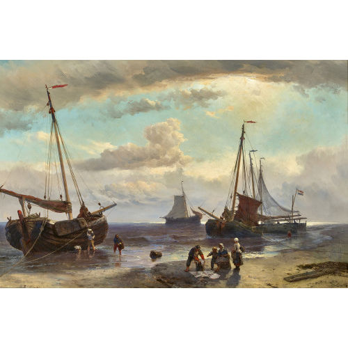LOUIS JOHAN HENDRIK MEIJER : Fischerboote am Strand (DOBIASCHOFSKY AUKTIONEN AG)