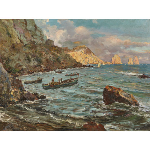 GIUSEPPE GIARDIELLO : Fischerboote vor Capri (DOBIASCHOFSKY AUKTIONEN AG)