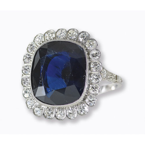 SAPHIR-DIAMANT-RING : (DOBIASCHOFSKY AUKTIONEN AG)
