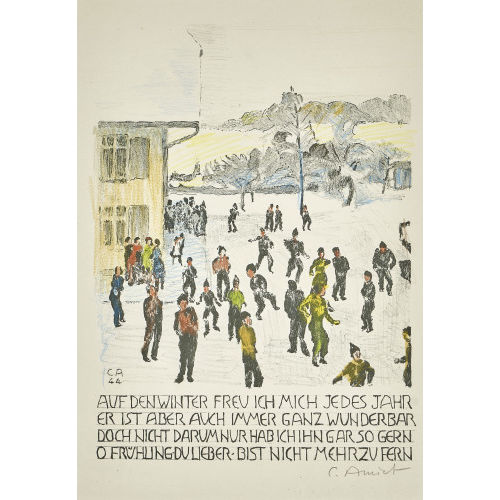 CUNO AMIET : 'Schulkinder vor dem Oschwander Schulhaus' (DOBIASCHOFSKY AUKTIONEN AG)