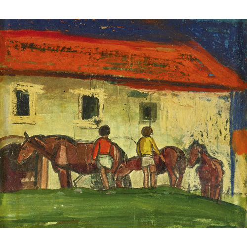 ALBERT SCHNYDER : 'Devant la ferme' (DOBIASCHOFSKY AUKTIONEN AG)