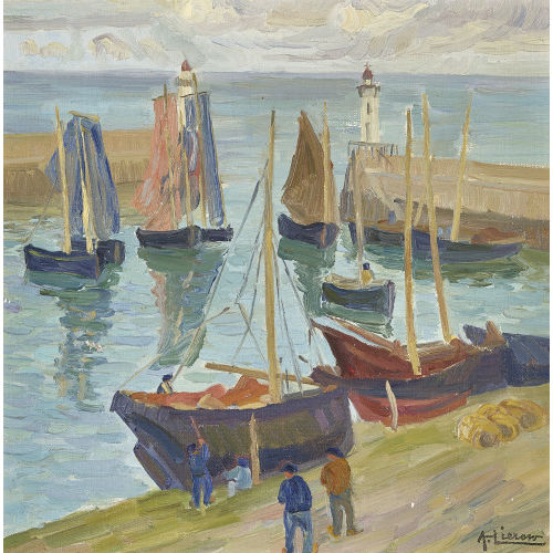 ANNY LIEROW : Voiliers dans un port (DOBIASCHOFSKY AUKTIONEN AG)