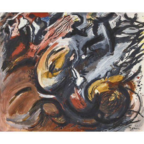 �DOUARD PIGNON : 'Battage dans la colline (brun-gris)' (DOBIASCHOFSKY AUKTIONEN AG)