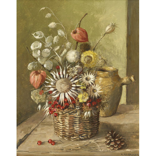 REN�E YOLANDA HAUSER : 'Fleurs s�ches dans petit panier' (DOBIASCHOFSKY AUKTIONEN AG)