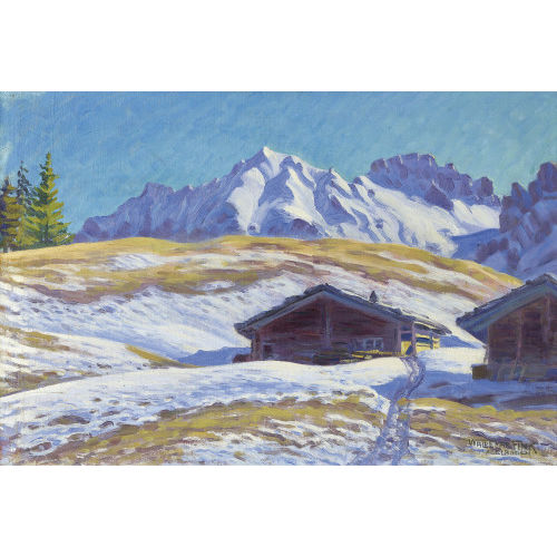 WALDEMAR THEOPHIL FINK : 'Schneeschmelze in Adelboden' (DOBIASCHOFSKY AUKTIONEN AG)