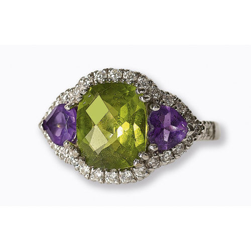 PERIDOT-AMETHYST-BRILLANT-RING : (DOBIASCHOFSKY AUKTIONEN AG)