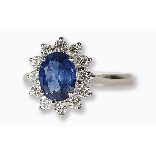 SAPHIR-DIAMANT-RING : (DOBIASCHOFSKY AUKTIONEN AG)