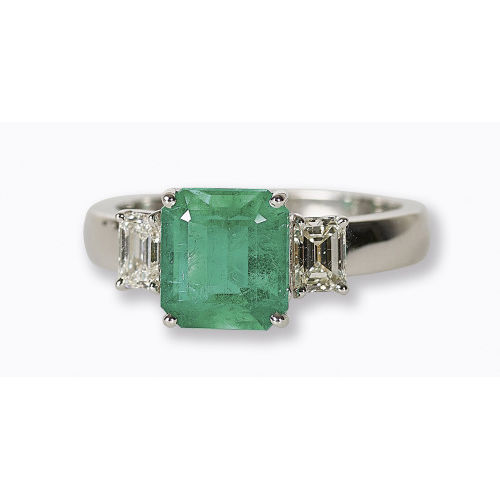 SMARAGD-DIAMANT-RING : (DOBIASCHOFSKY AUKTIONEN AG)