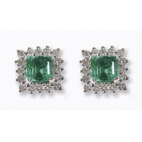 SMARAGD-DIAMANT-OHRSTECKER : (DOBIASCHOFSKY AUKTIONEN AG)