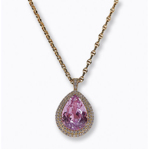 KUNZIT-DIAMANT-ANH�NGER MIT KETTE : (DOBIASCHOFSKY AUKTIONEN AG)