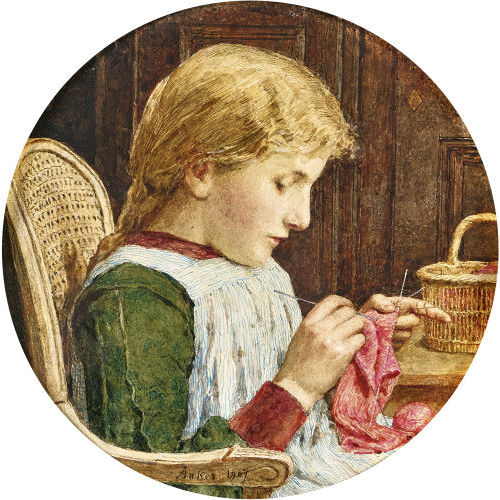 ALBERT ANKER : M�dchen mit Strickarbeit (DOBIASCHOFSKY AUKTIONEN AG)