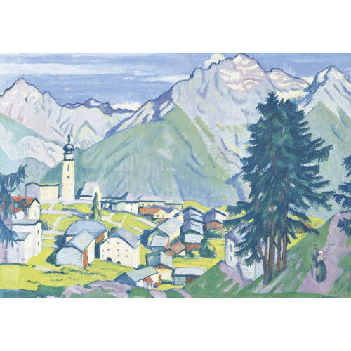 EMIL CARDINAUX : Sommerliche Ansicht von Ftan im Engadin (DOBIASCHOFSKY AUKTIONEN AG)