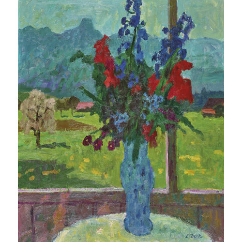LEO DECK : 'Blumen mit Stockhorn' (DOBIASCHOFSKY AUKTIONEN AG)