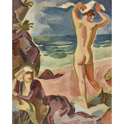 RUDOLF URECH : R�ckenakt und sitzende Frau am Strand (DOBIASCHOFSKY AUKTIONEN AG)