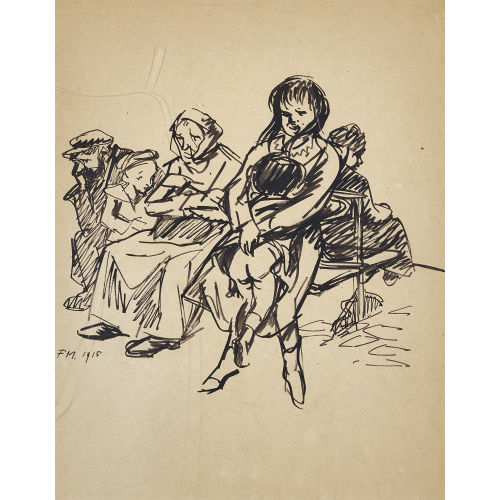FRANS MASEREEL : 'M�re et enfants assis sur banc' (DOBIASCHOFSKY AUKTIONEN AG)