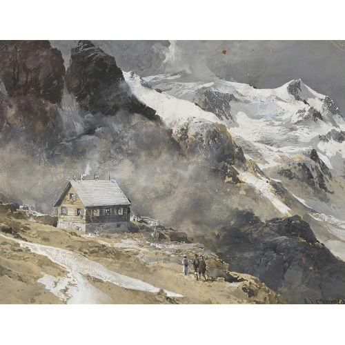 EDWARD THEODORE COMPTON : Alpinisten und H�tte im Gebirge (DOBIASCHOFSKY AUKTIONEN AG)
