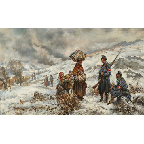 AUGUSTE BACHELIN : Fl�chtlinge mit Schweizer Grenzw�chtern (DOBIASCHOFSKY AUKTIONEN AG)
