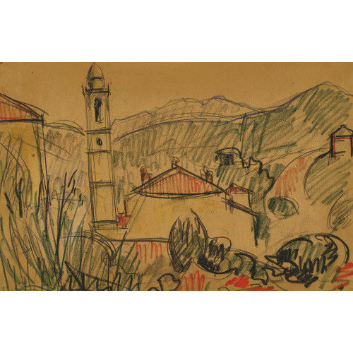 CARL WALTER LINER : Tessiner Landschaft mit Kirchturm (DOBIASCHOFSKY AUKTIONEN AG)