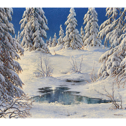KARL HAUPTMANN : 'Verschneiter Winterwald im Schwarzwald' (DOBIASCHOFSKY AUKTIONEN AG)