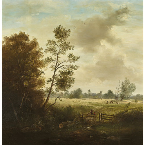 19./20. JH. DEUTSCHLAND : Landschaft mit heimkehrendem Angler (DOBIASCHOFSKY AUKTIONEN AG)