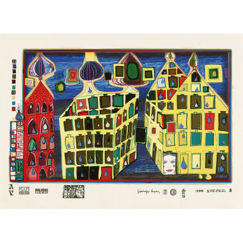 FRIEDENSREICH HUNDERTWASSER : 'Mit der Liebe warten tut weh, wenn die Liebe woanders ist' (DOBIASCHOFSKY AUKTIONEN AG)