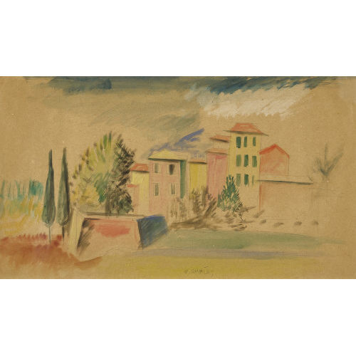 WILHELM SCHMID : Tessiner Landschaft mit H�usern (DOBIASCHOFSKY AUKTIONEN AG)