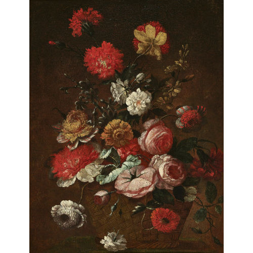JEAN-BAPTISTE MONNOYER : Blumenbouquet im Flechtkorb (DOBIASCHOFSKY AUKTIONEN AG)