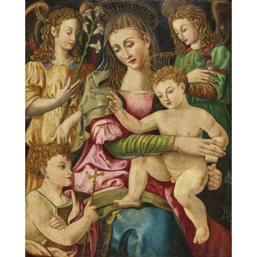 INNOCENZO (AUCH INNOCENZO DA IMOLA) FRANCUCCI : Maria mit Jesuskind und Johannesknabe (DOBIASCHOFSKY AUKTIONEN AG)