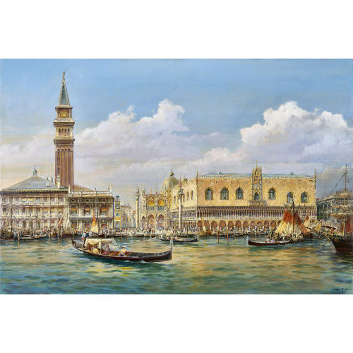 HUBERT KAPLAN : Ansicht von Venedig mit Dogenpalast und Markuskirche (DOBIASCHOFSKY AUKTIONEN AG)