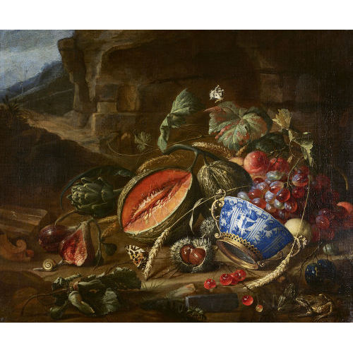 CORNELIS JANSZ. DE HEEM : Stillleben mit Fr�chten, Wan-Li Schale und Froschpaar (DOBIASCHOFSKY AUKTIONEN AG)