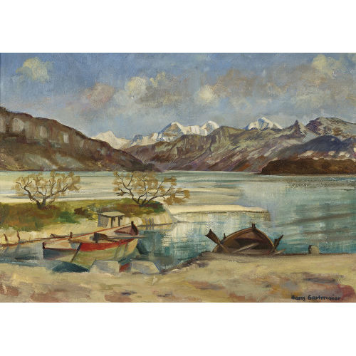 HANS GARTMEIER : Thunersee mit Eiger, M�nch und Jungfrau (DOBIASCHOFSKY AUKTIONEN AG)