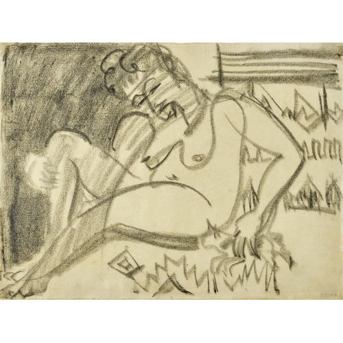 ERNST LUDWIG KIRCHNER : Weiblicher Akt mit Katze auf dem Bett (DOBIASCHOFSKY AUKTIONEN AG)