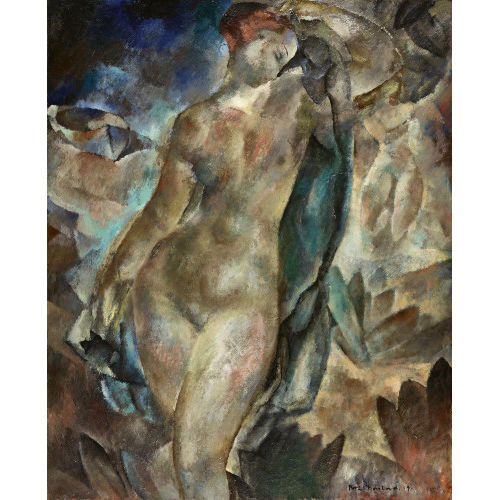 RODOLPHE TH�OPHILE BOSSHARD : 'Femme dans le vent (Nu � la draperie bleue)' (DOBIASCHOFSKY AUKTIONEN AG)
