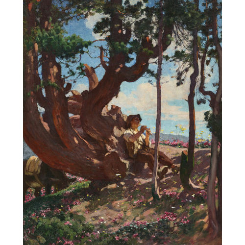 �DOUARD RAVEL : Jeune berger jouant la fl�te (Chandolin) (DOBIASCHOFSKY AUKTIONEN AG)