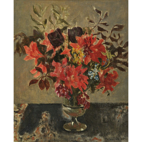 ROLAND OUDOT : Bouquet de fleurs rouges (DOBIASCHOFSKY AUKTIONEN AG)