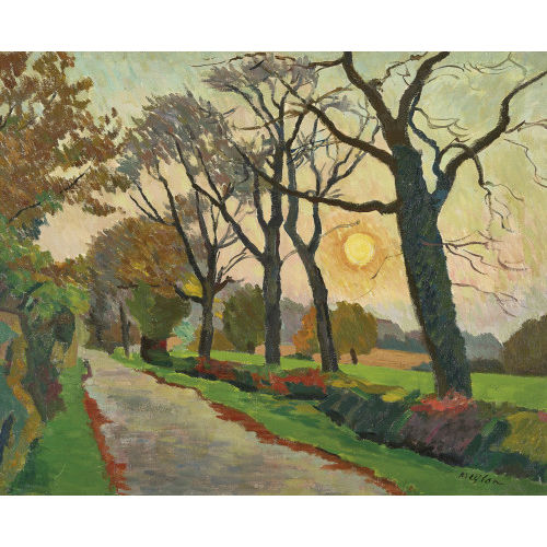 HENRY MEYLAN : 'Coucher de soleil dans la campagne genevoise' (DOBIASCHOFSKY AUKTIONEN AG)