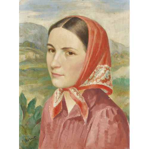 PAUL TH�OPHILE ROBERT : 'Jeune paysanne au mouchoir rouge' (DOBIASCHOFSKY AUKTIONEN AG)