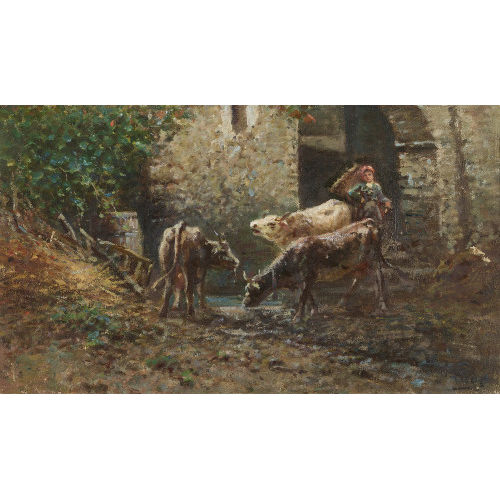 AMBROGIO PREDA : K�he und junge Frau mit Gerla (DOBIASCHOFSKY AUKTIONEN AG)