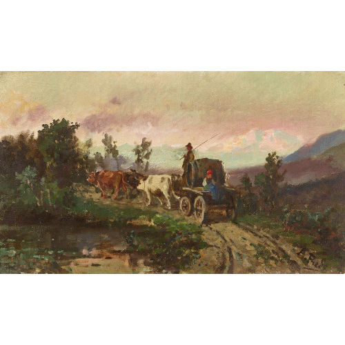 AMBROGIO PREDA : Landschaft mit Ochsenkarren (DOBIASCHOFSKY AUKTIONEN AG)