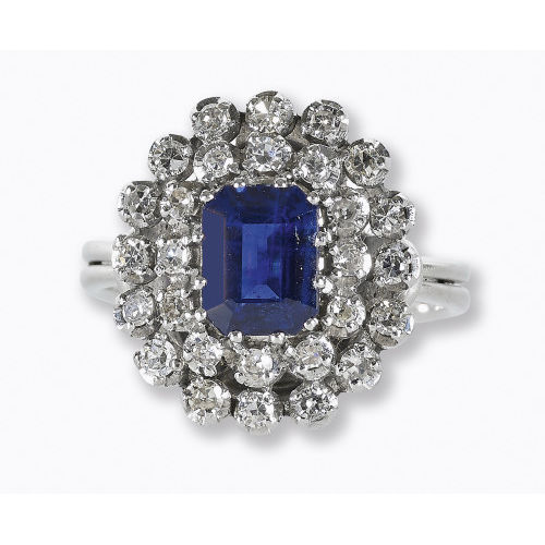SAPHIR-DIAMANT-RING : (DOBIASCHOFSKY AUKTIONEN AG)