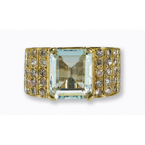 AQUAMARIN-BRILLANT-RING : (DOBIASCHOFSKY AUKTIONEN AG)