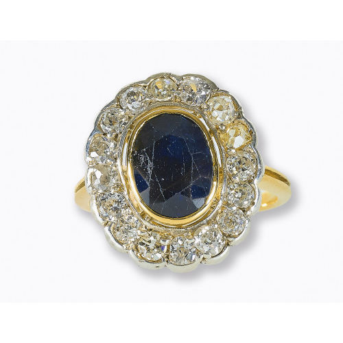 SAPHIR-DIAMANT-RING : (DOBIASCHOFSKY AUKTIONEN AG)