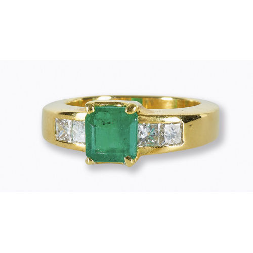 SMARAGD-DIAMANT-RING : (DOBIASCHOFSKY AUKTIONEN AG)