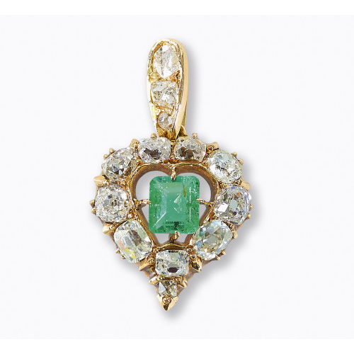 SMARAGD-DIAMANT-ANH�NGER : Um 1900 (DOBIASCHOFSKY AUKTIONEN AG)
