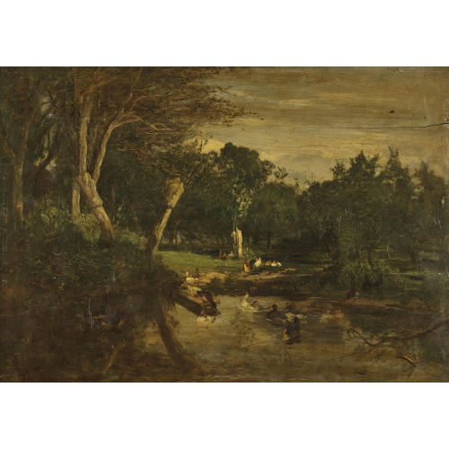 KARL PIERRE DAUBIGNY : Teich mit Enten (DOBIASCHOFSKY AUKTIONEN AG)