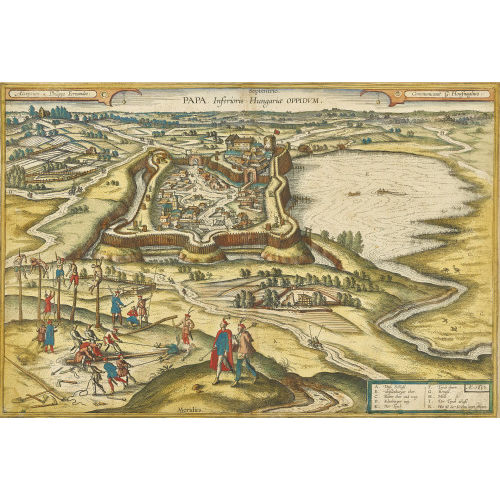 GEORG (AUCH GEORGIUS HOUFNAGLIUS) HOEFNAGEL : 'Papa. Inferioris Hungariae oppidum' (DOBIASCHOFSKY AUKTIONEN AG)